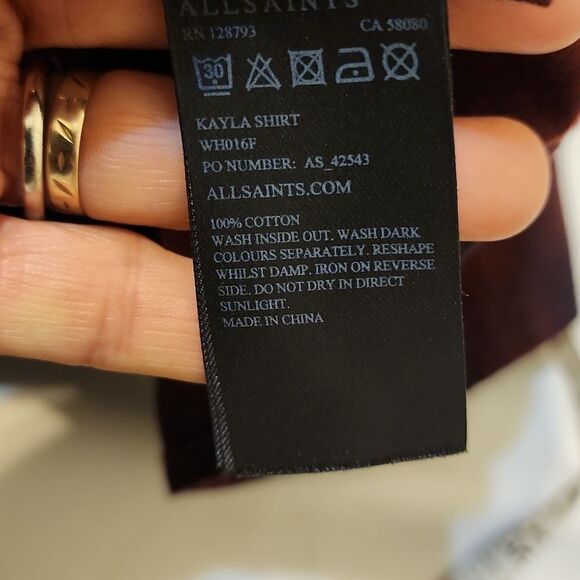 All Saints Red Plaid Button Down Kayla Shirt size 8 - Picture 9 of 10